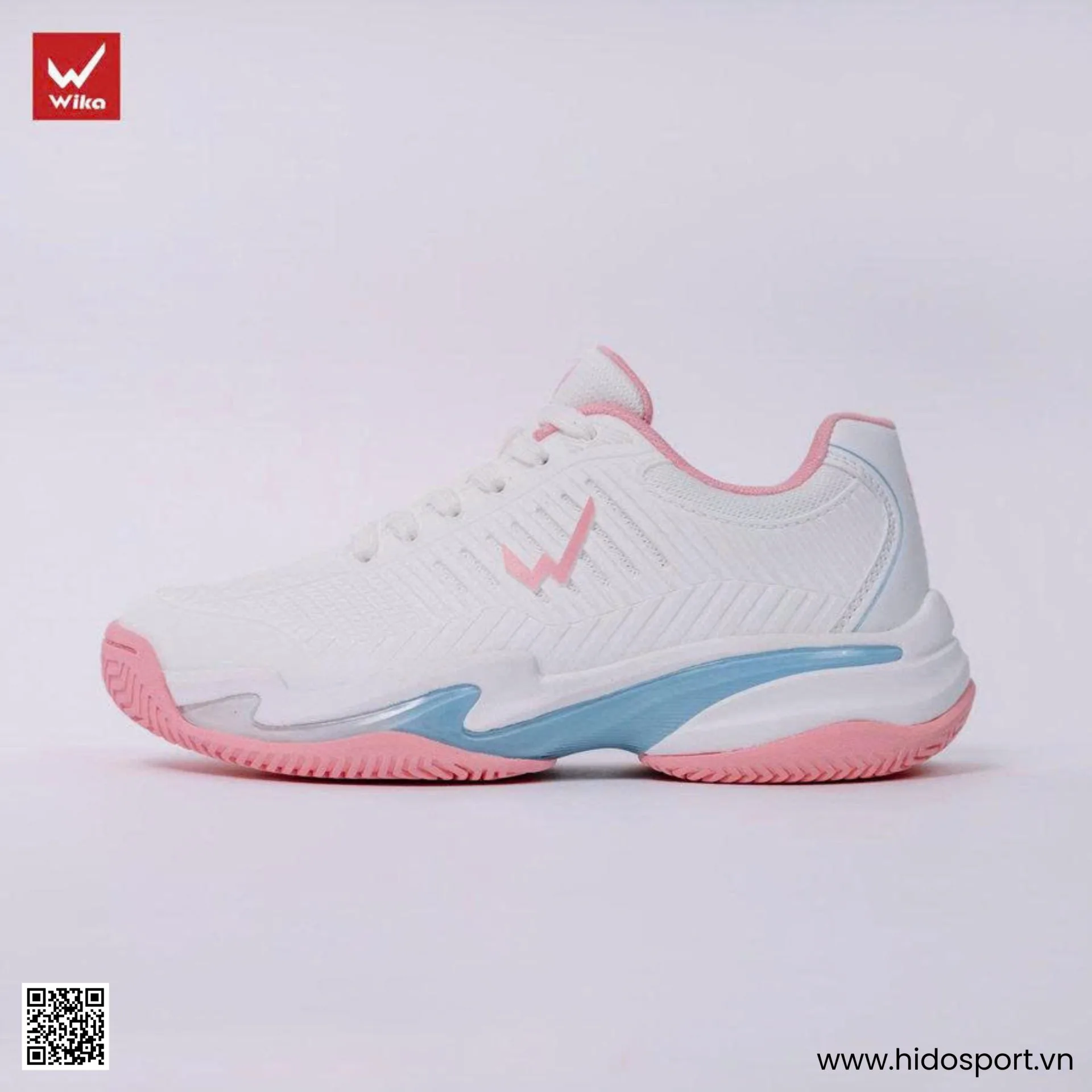 (TITLE)% Giày Pickleball Wika Vamos x Quang Dương Chính Hãng - Trắng Hồng