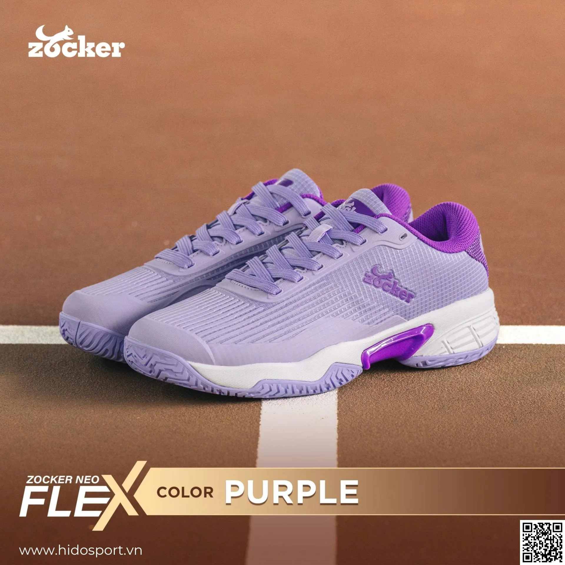 (TITLE)% Giày Pickleball Zocker NeoFlex Chính Hãng - Tím