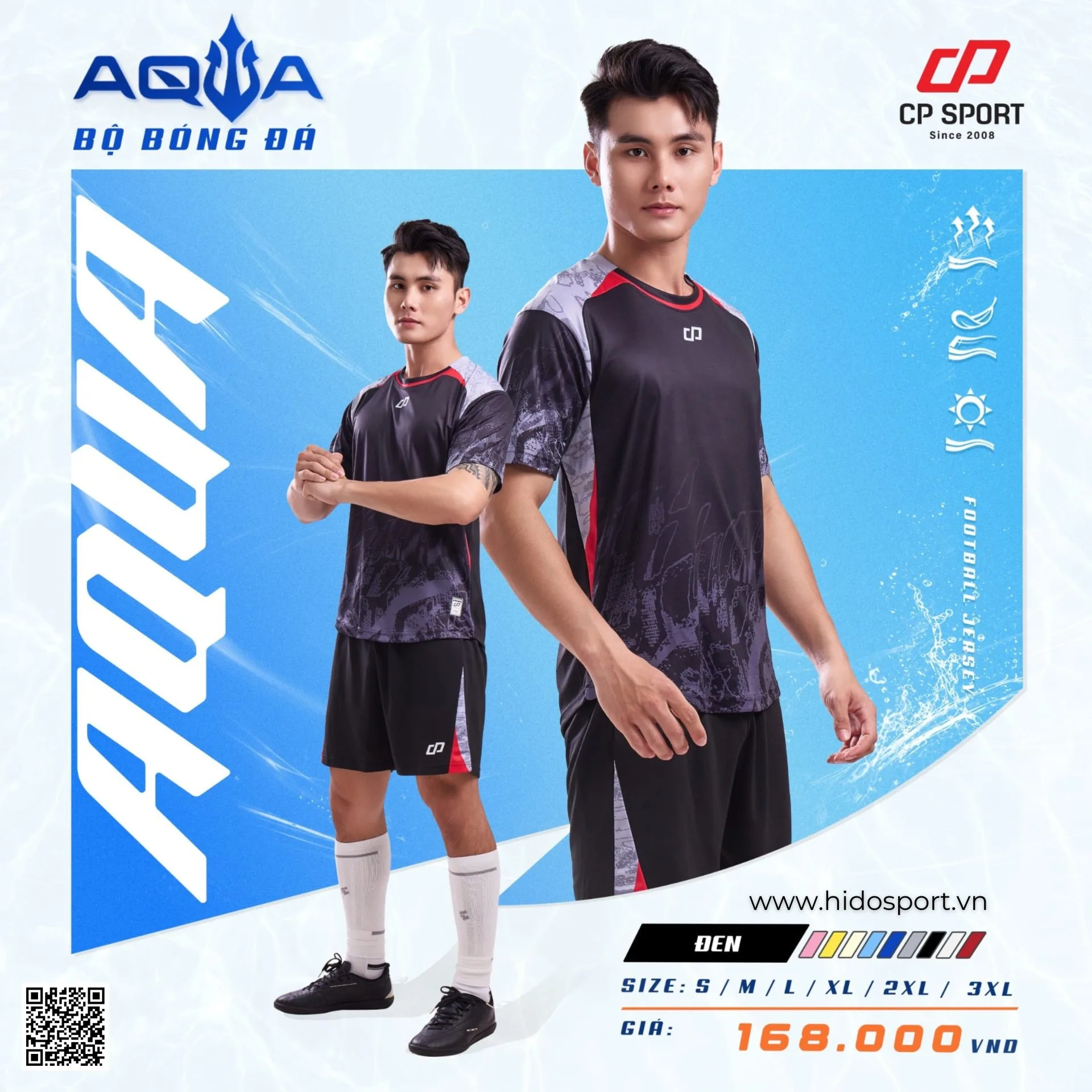 Quần Áo Bóng Đá Thiết Kế Chính Hãng CP AQUA - Đen