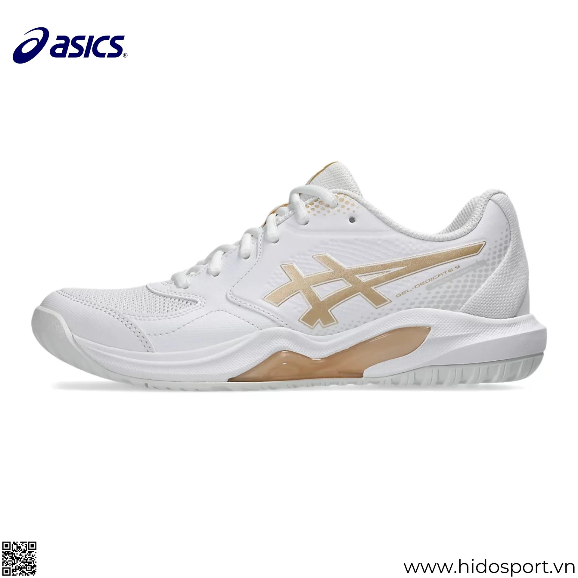 Giay Pickleball Nu Asics Gel Dedicate 9 Pickleball White Champagne 1