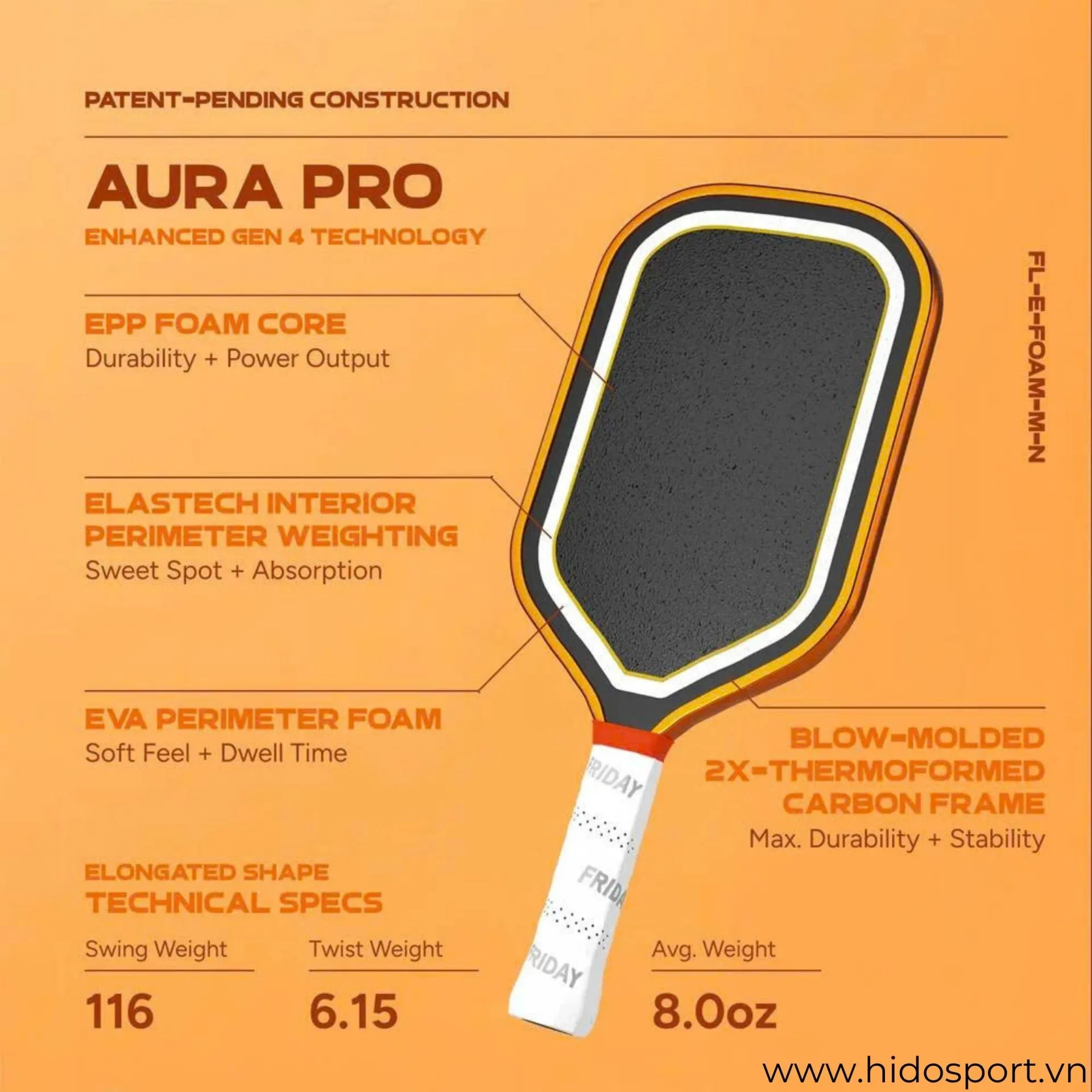 (TITLE)% Vot Pickleball Friday Aura Pro Metallic Orange Creamsicle Kit Limited Construction