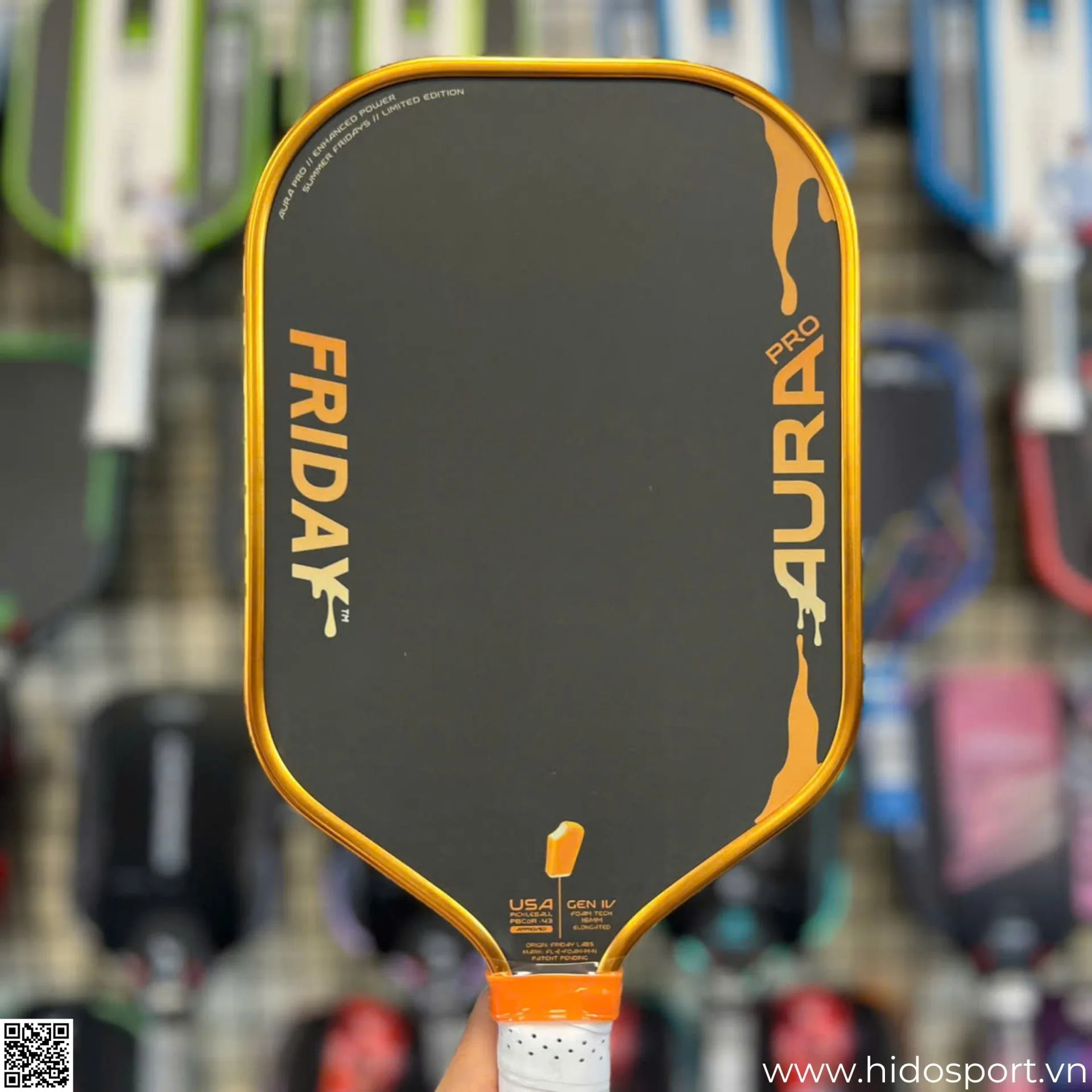 (TITLE)% Vot Pickleball Friday Aura Pro Metallic Orange Creamsicle Kit Limited Mat Truoc