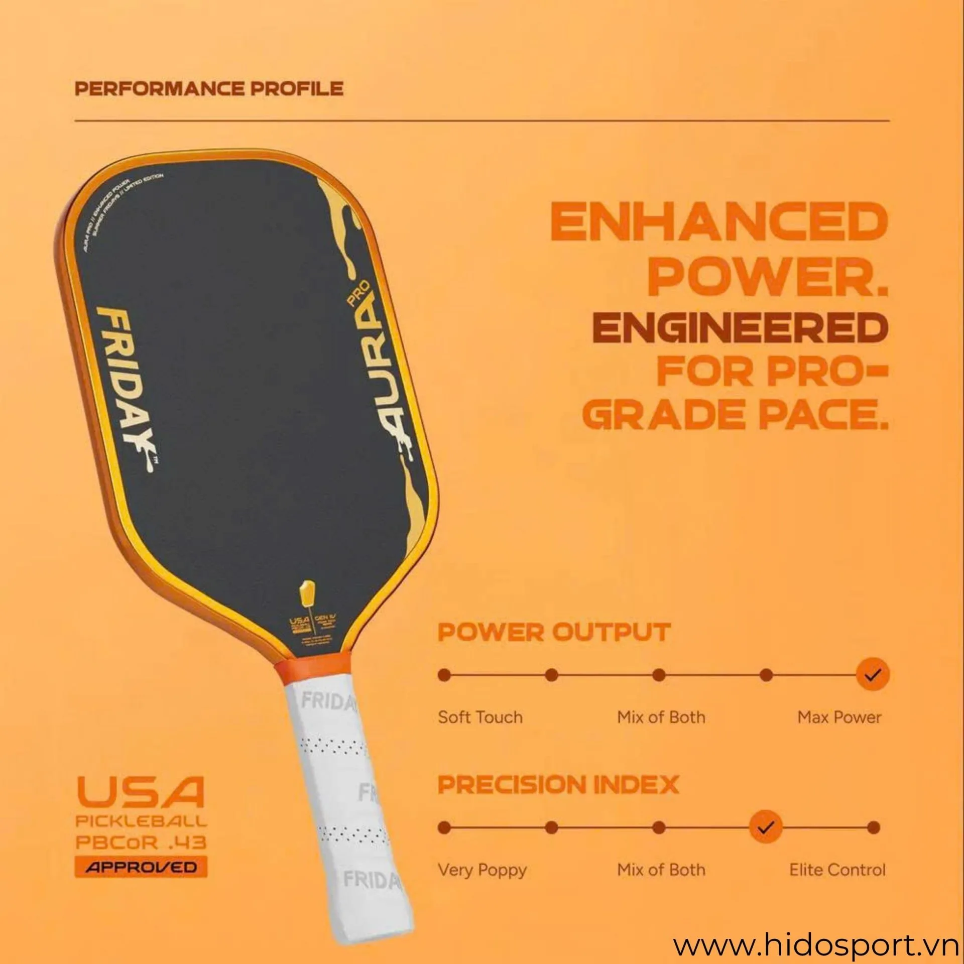 (TITLE)% Vot Pickleball Friday Aura Pro Metallic Orange Creamsicle Kit Limited Performance
