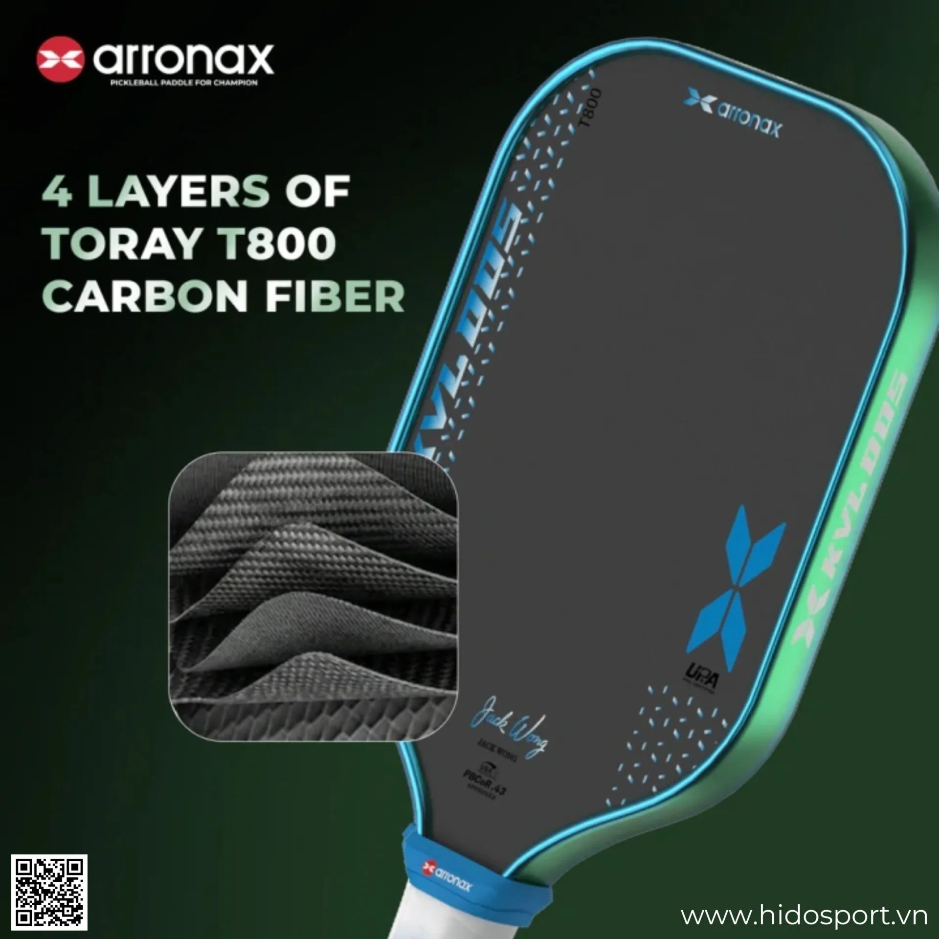 (TITLE)% Vot Pickleball Arronax Kvl005 4 Layers Toray T800 Carbon Fiber