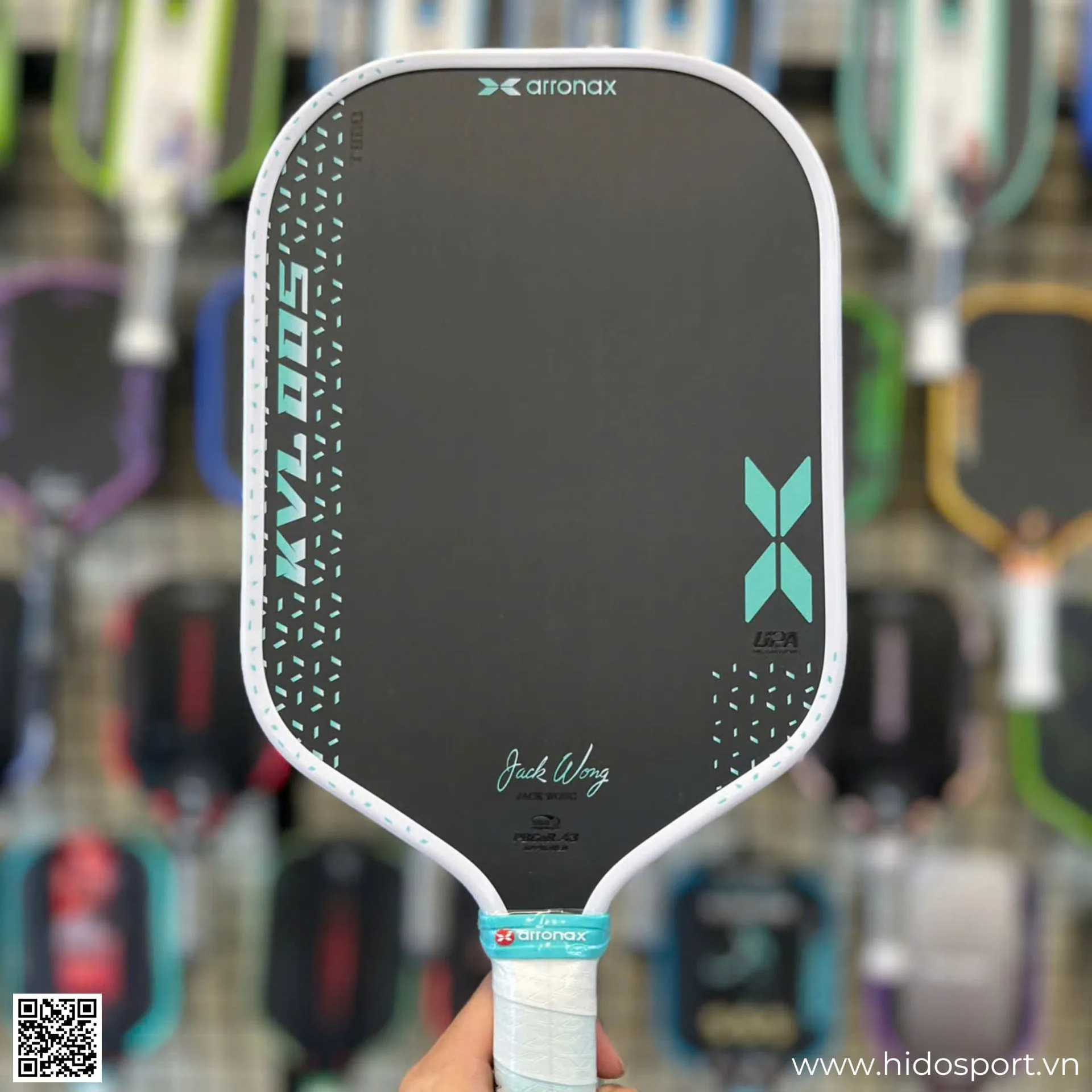 (TITLE)% Vot Pickleball Arronax Kvl005 Teal White Mat Truoc