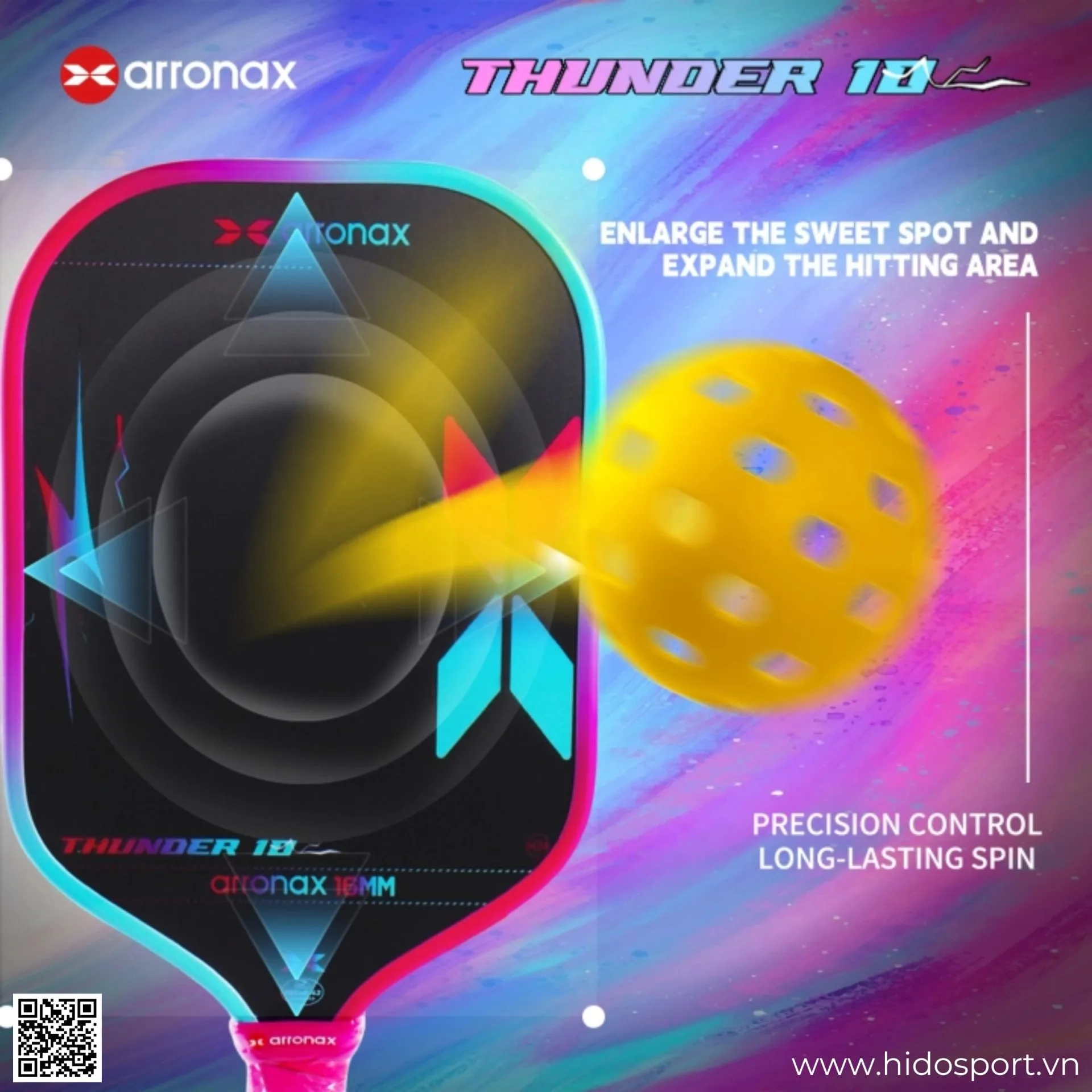 (TITLE)% Vot Pickleball Arronax Thunder 10 16mm Sweet Spot