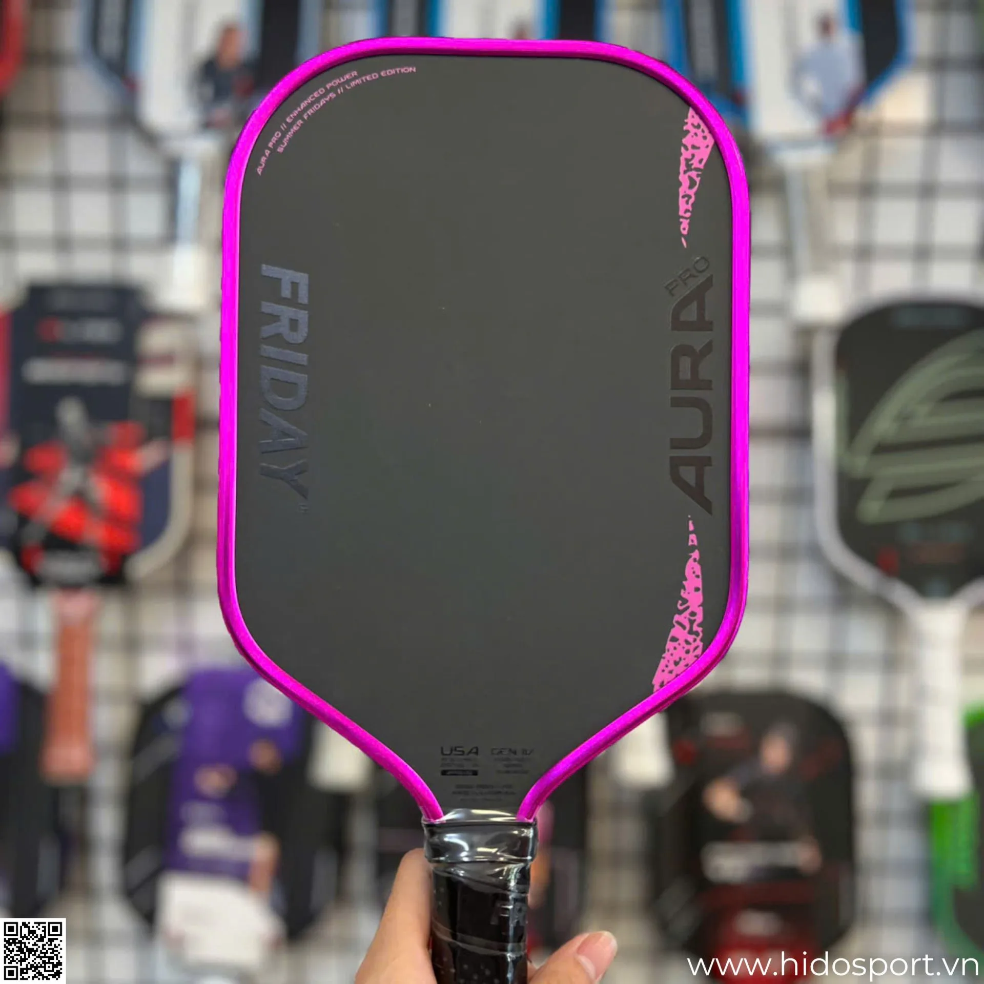 (TITLE)% Vot Pickleball Friday Aura Pro Metallic Edition Metallic Pink Mat Truoc