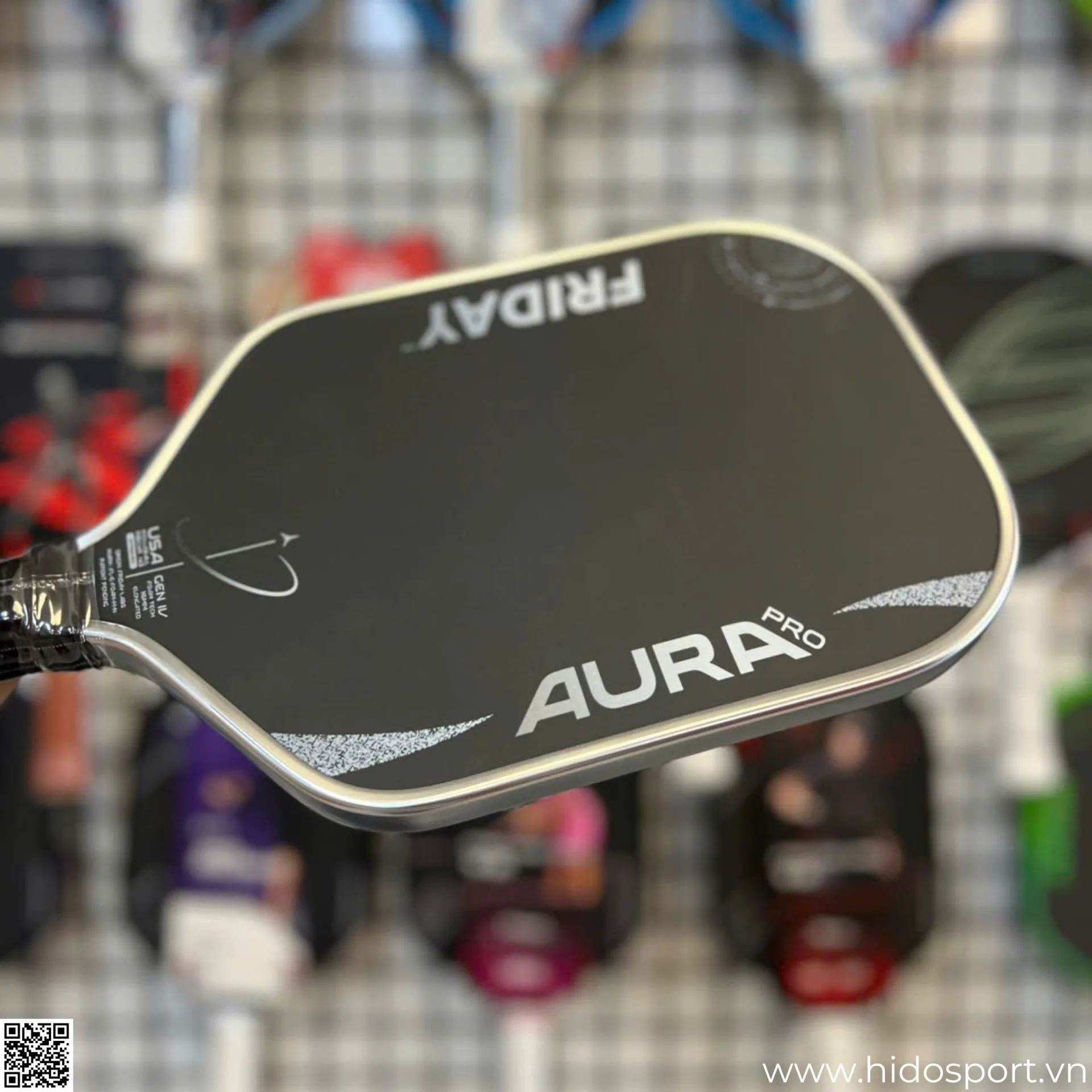 (TITLE)% Vot Pickleball Friday Aura Pro Metallic Edition Metallic Silver Goc Nghieng