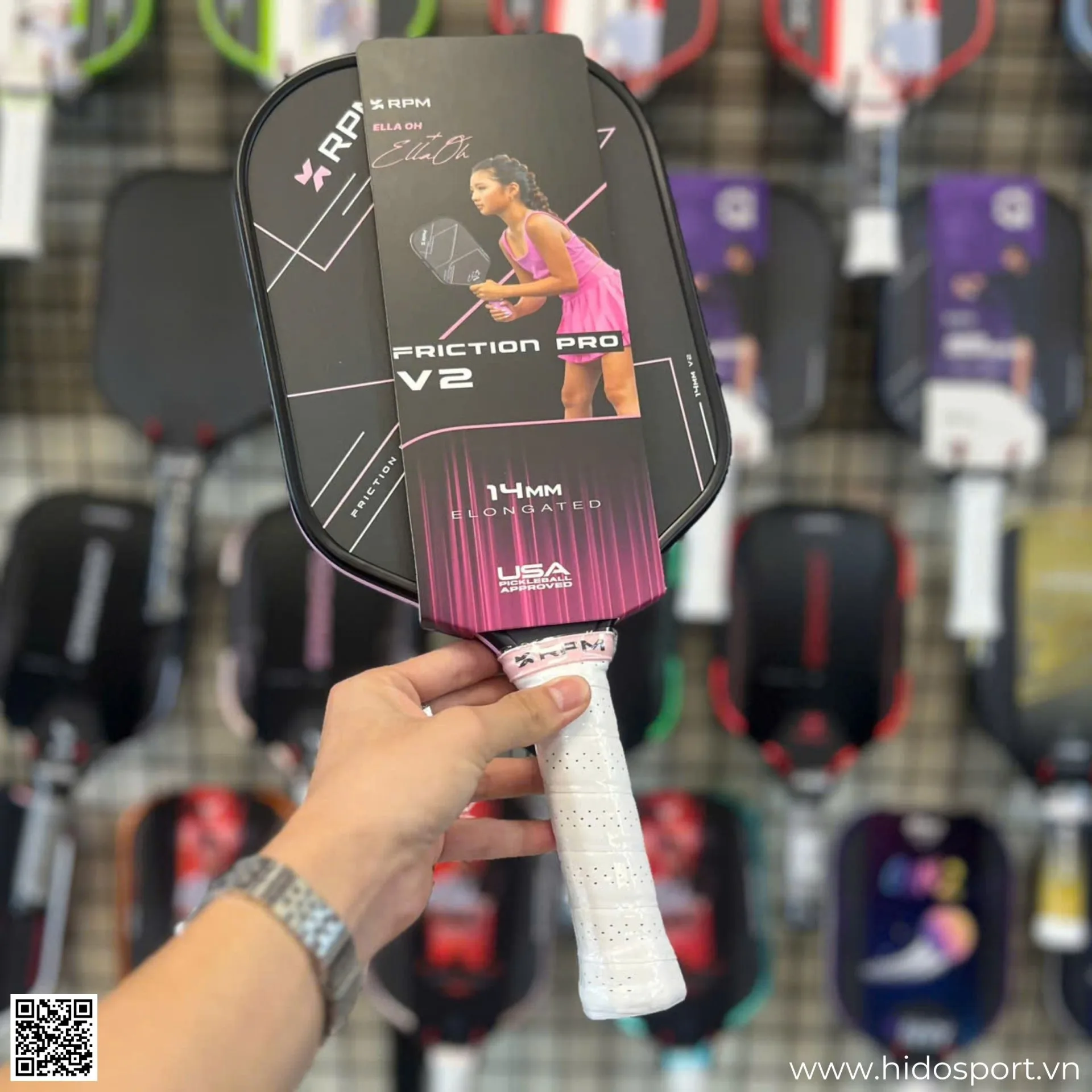 (TITLE)% Vot Pickleball Rpm V2 Ella Oh Edition 14mm Cam Nghieng