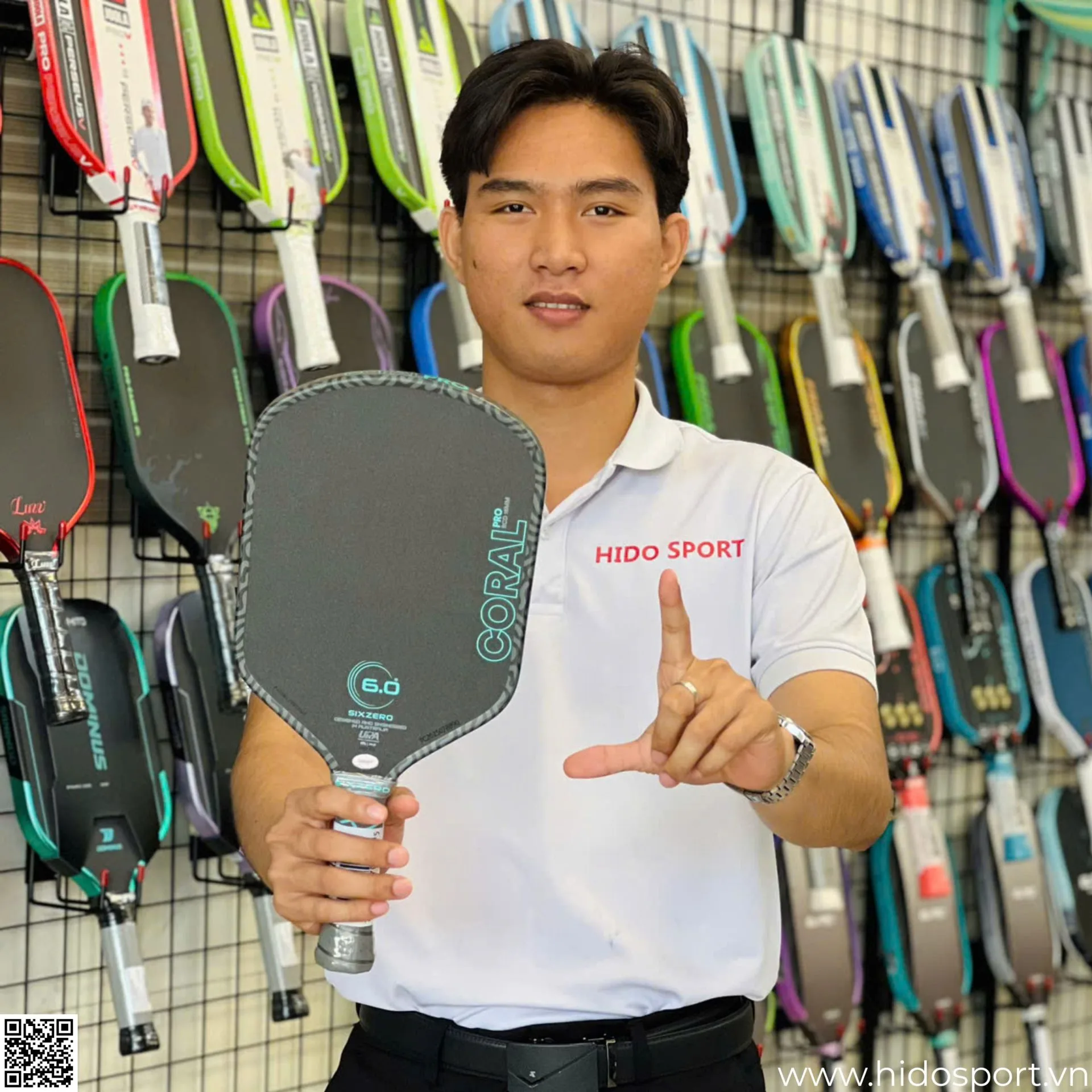 (TITLE)% Vot Pickleball Six Zero Coral Pro 16mm Mat Truoc Hido Sport