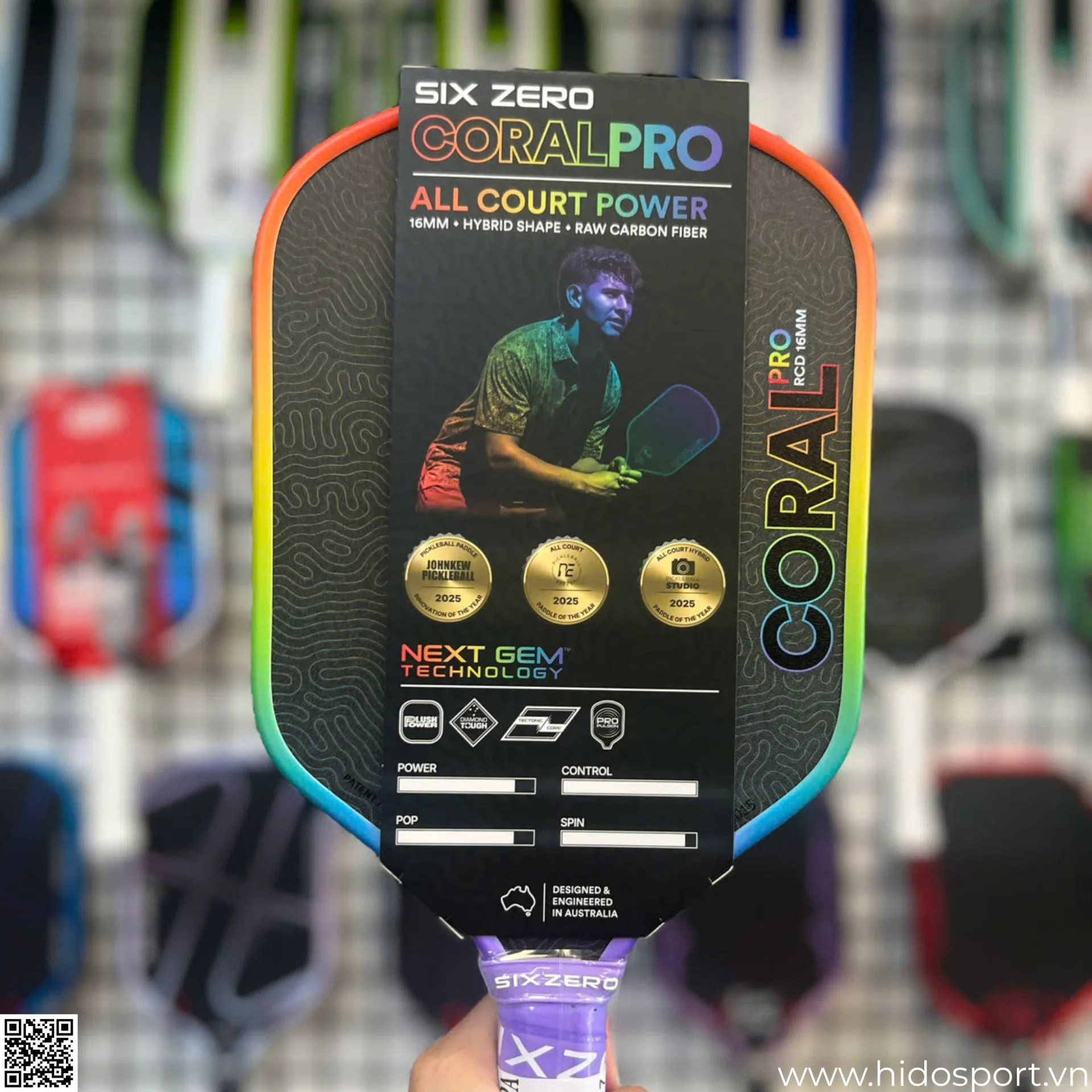 (TITLE)% Vot Pickleball Six Zero Coral Rainbow Pro Edition 16mm Mat Sau Tem San Pham
