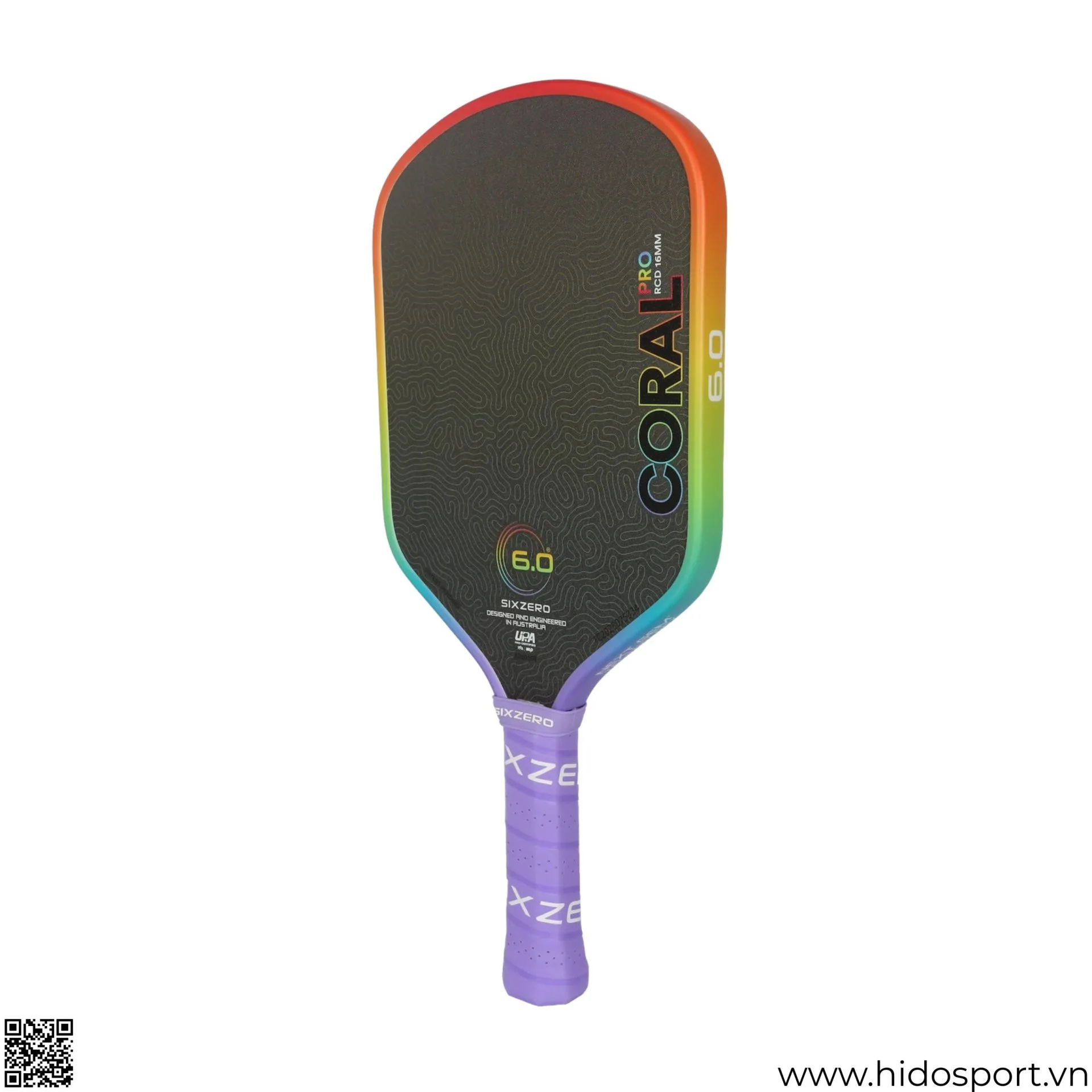 (TITLE)% Vot Pickleball Six Zero Coral Rainbow Pro Edition 16mm Mat Truoc Chinh Dien