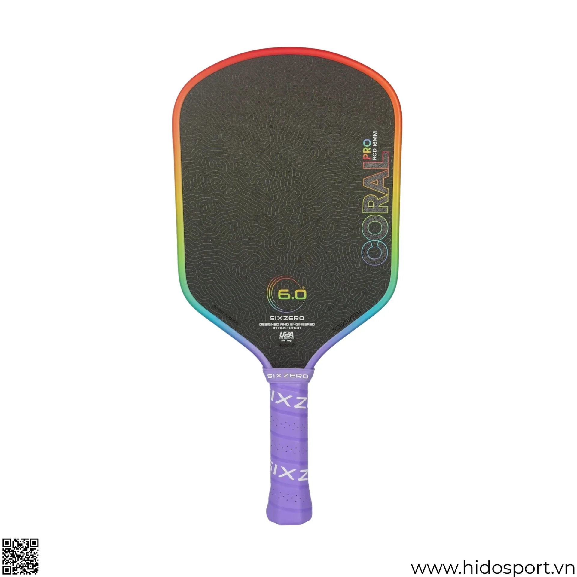 (TITLE)% Vot Pickleball Six Zero Coral Rainbow Pro Edition 16mm Mat Truoc