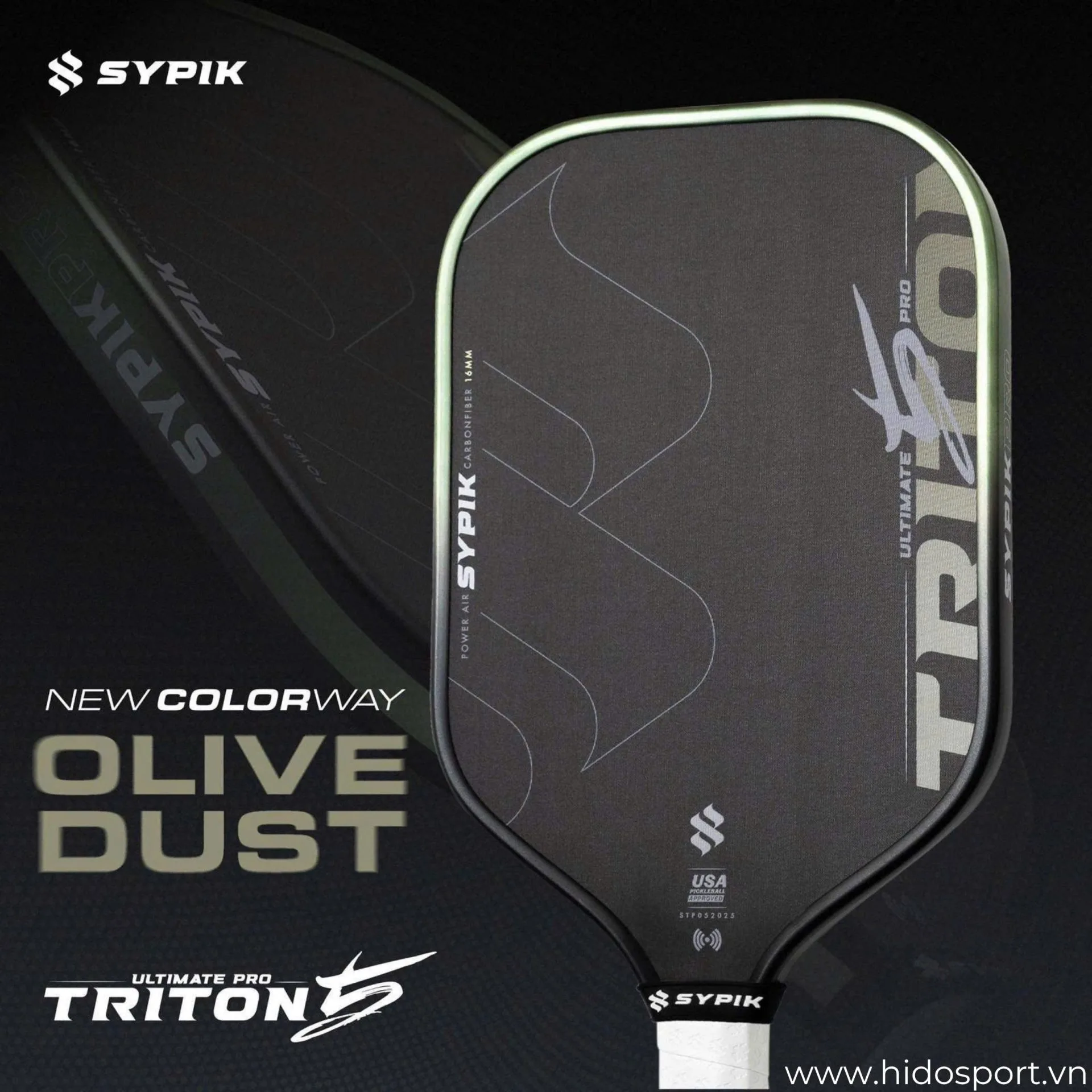 (TITLE)% Vot Pickleball Sypik Triton 5 New Colorway 2026 Olive Dust
