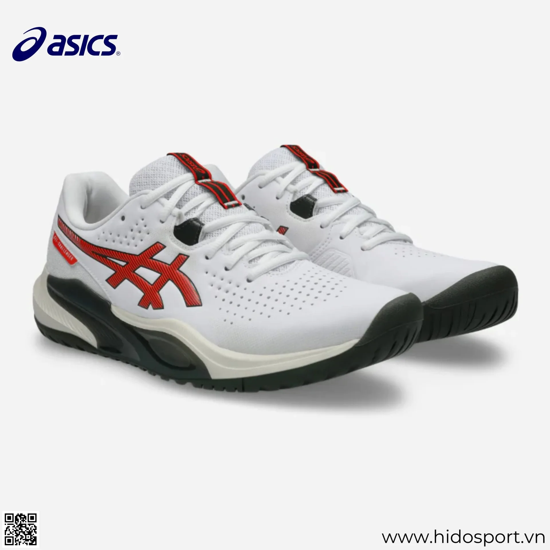 (TITLE)% Giay Pickleball Nam Asics Gel Challenger 15 White Cherry Tomato 03