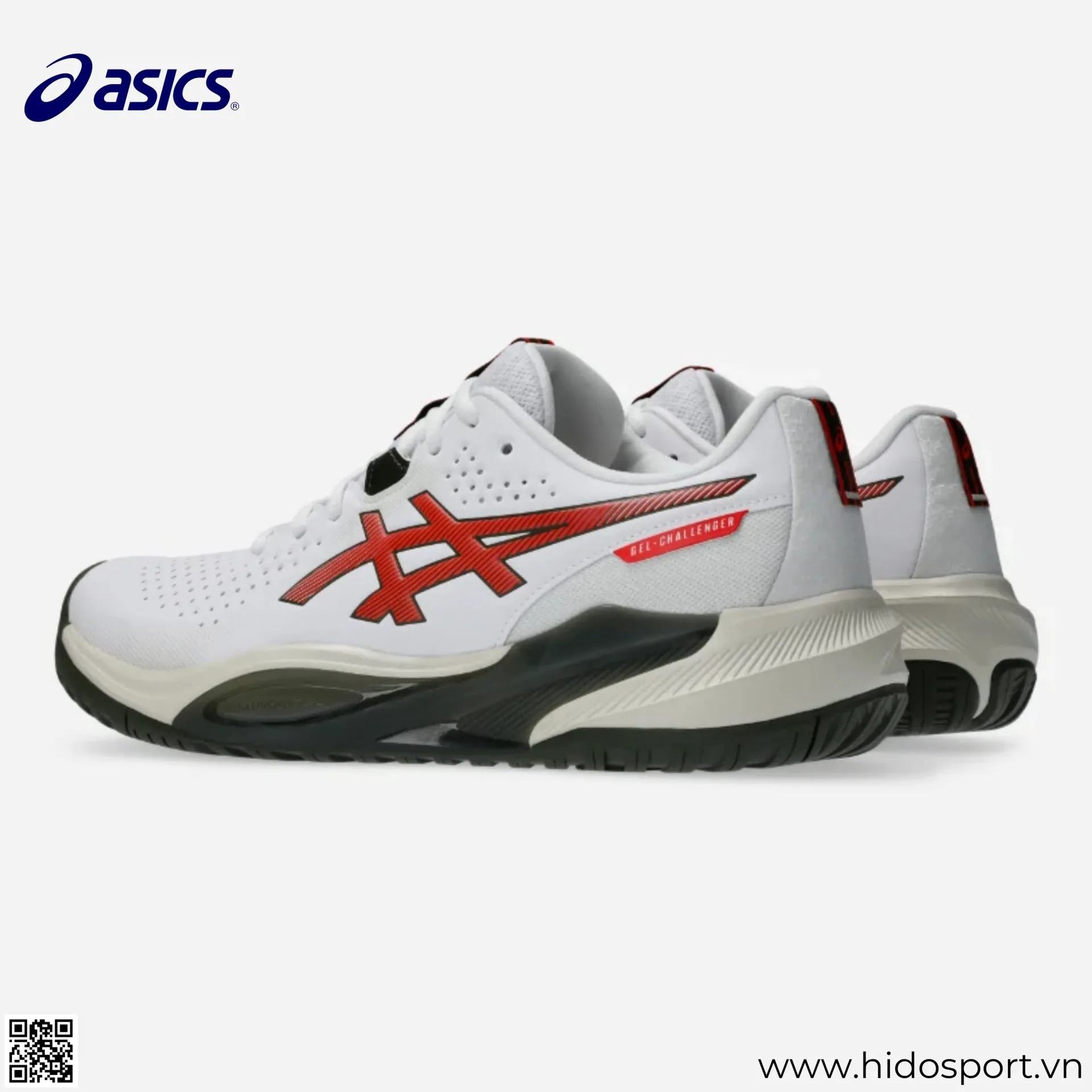 (TITLE)% Giay Pickleball Nam Asics Gel Challenger 15 White Cherry Tomato 04