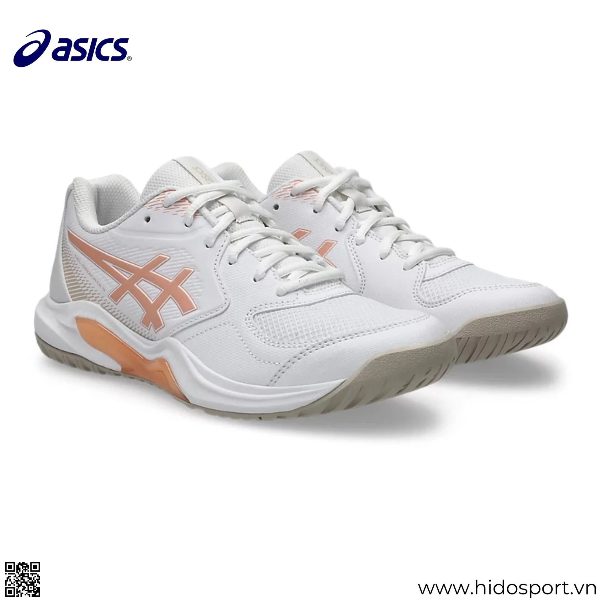 (TITLE)% Giay Pickleball Nu Asics Gel Dedicate 9 White Cantaloupe 03