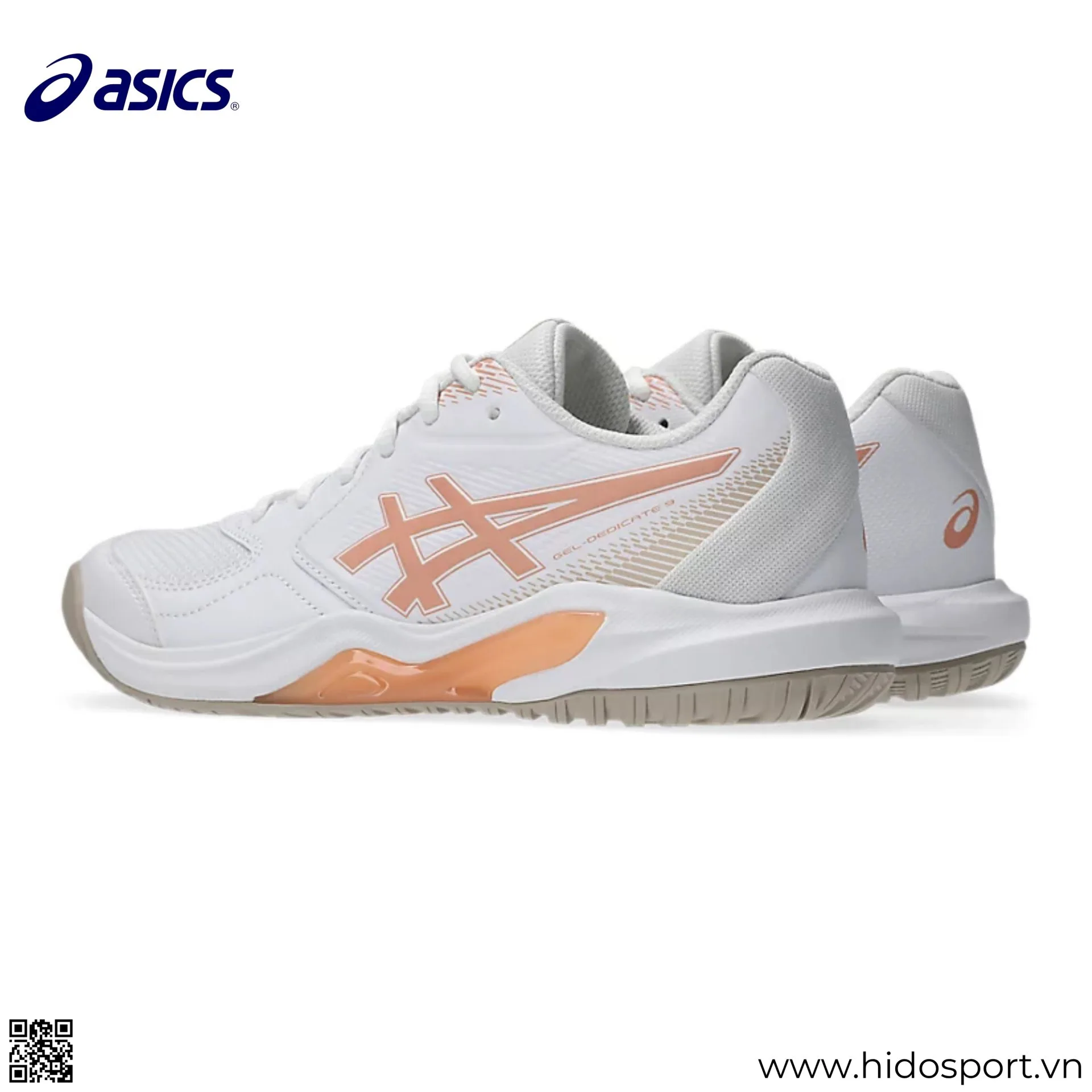 (TITLE)% Giay Pickleball Nu Asics Gel Dedicate 9 White Cantaloupe 04