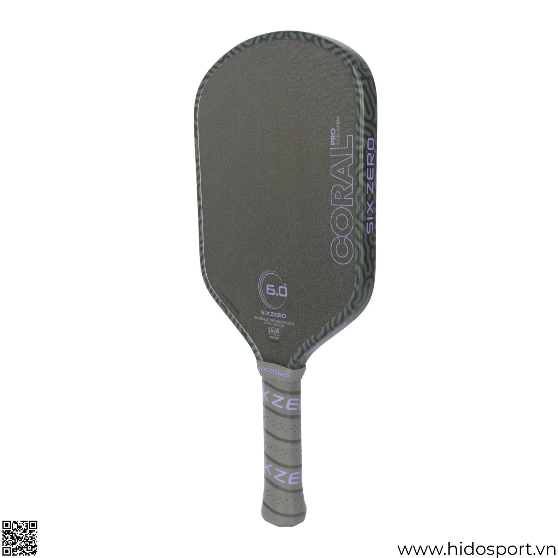 (TITLE)% Vot Pickleball Six Zero Coral Pro 16mm Ultraviolet Elongated Goc Nghieng