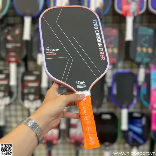 (TITLE)% Vợt Pickleball T700 Đen Cam Pastel – Hình Thực Tế