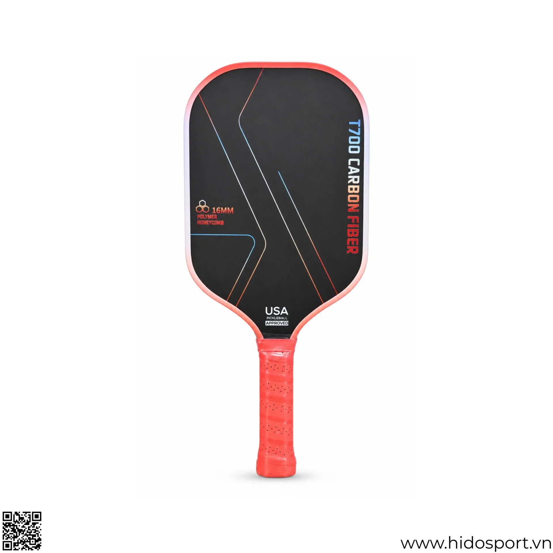 (TITLE)% Vợt Pickleball T700 Đen Đỏ Cam